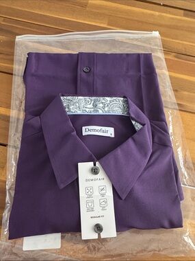 Men's Purple Regular-Fit Button-Down Shirt